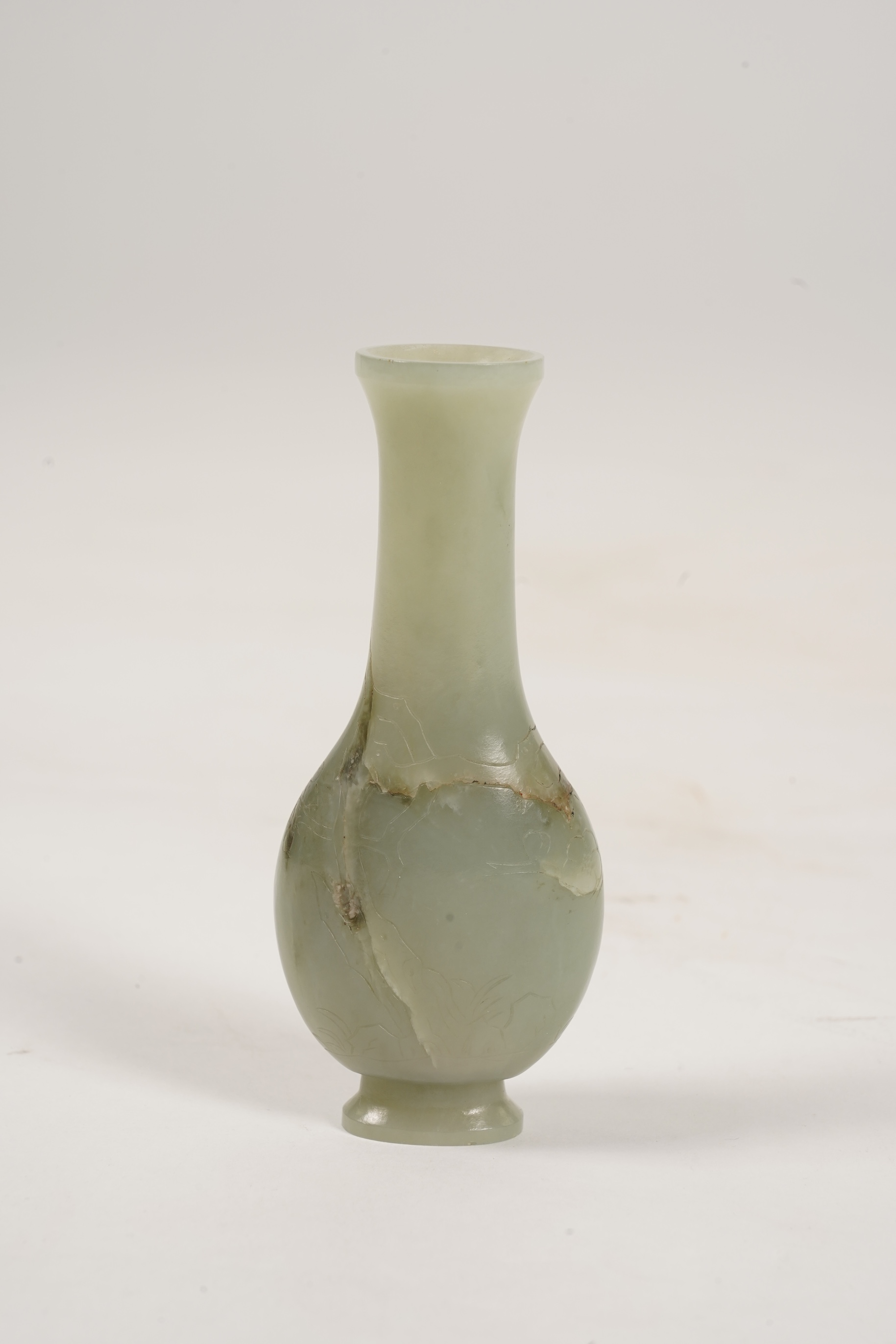 A Chinese celadon jade vase, 18th century